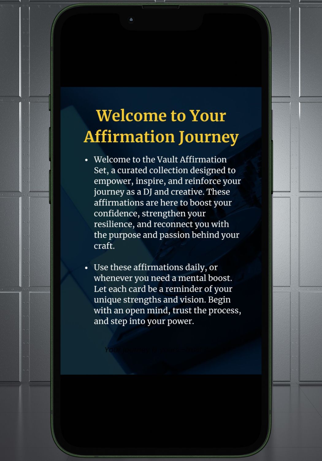 100 Powerful Affirmations for DJs: Confidence, Resilience, and Mastery On and Off the Decks *Digital Cards*